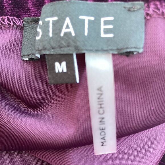 1. state deep plum velvet off the shoulder top Medium NWT - Picture 5 of 7
